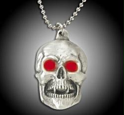 Jewelry Pirate Jewelry Skull Pendant with Ruby Red Eyes with Chain