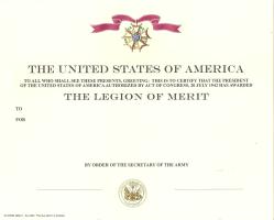 Genuine Army Legion of Merit Service medal Award Certificate