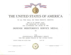 Genuine Defense Meritorious Service Award Medal Certificate