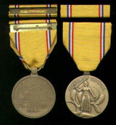 American Defense medal with ribbon bar