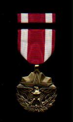 Meritorious Service medal with ribbon bar showing Eagle
