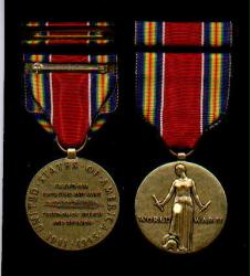 WWII Victory Military Award Medal with Ribbon Bar